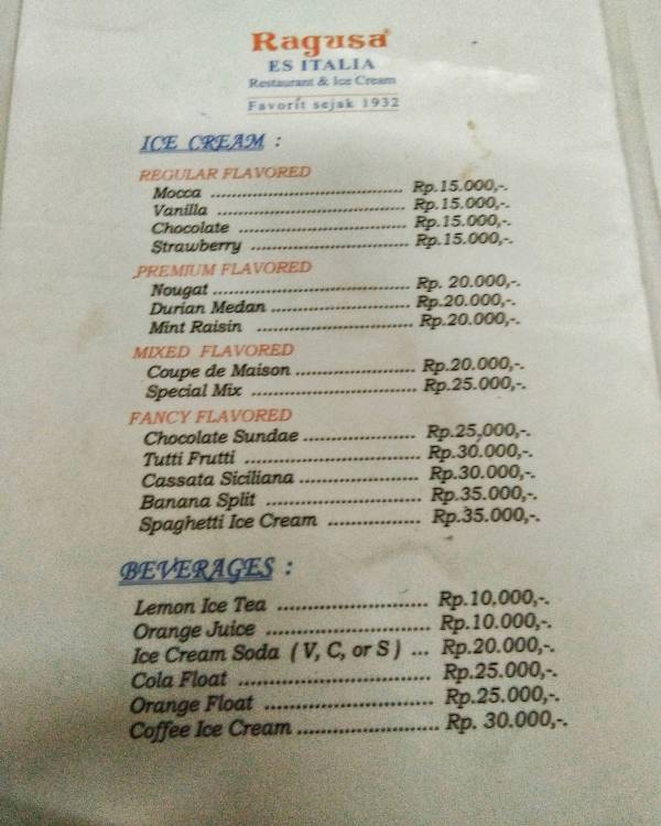 Harga Ragusa Es Italia