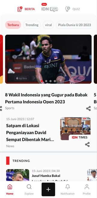 Halaman Berita Terbaru IDN App