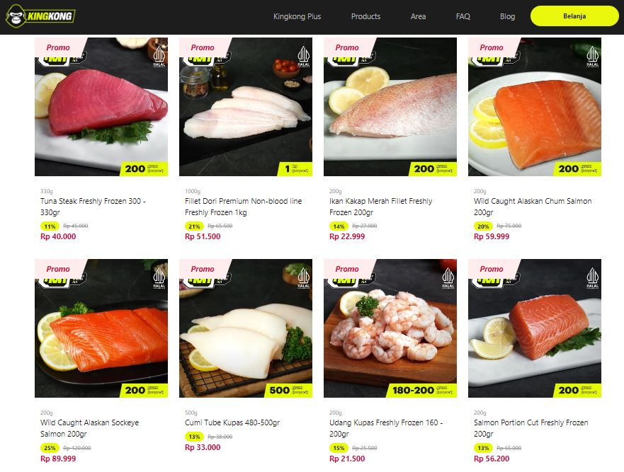 Tempat Jual Seafood di aplikasi Kingkong Meats